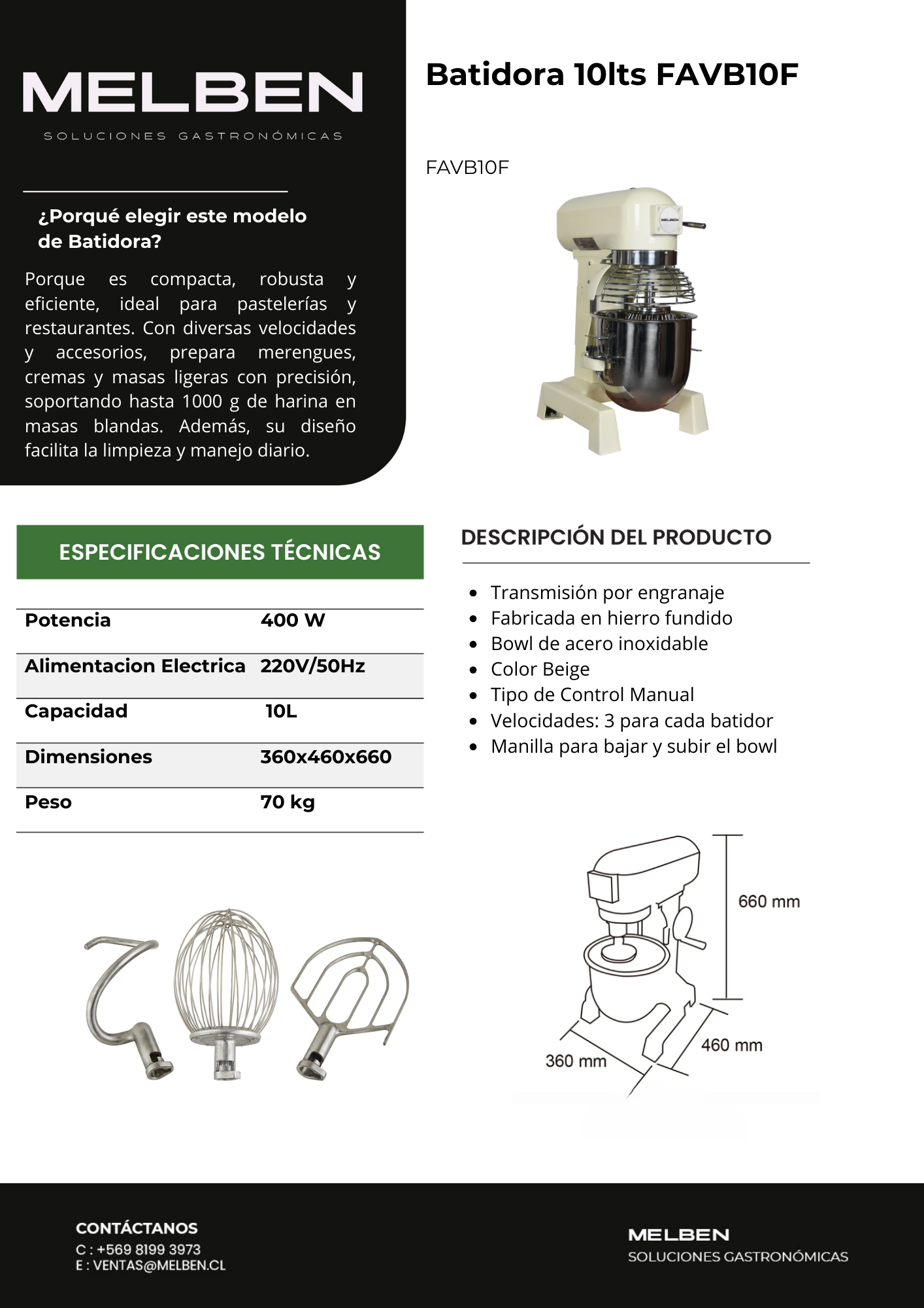 Batidora 10lts FAVB10F - Imagen 6