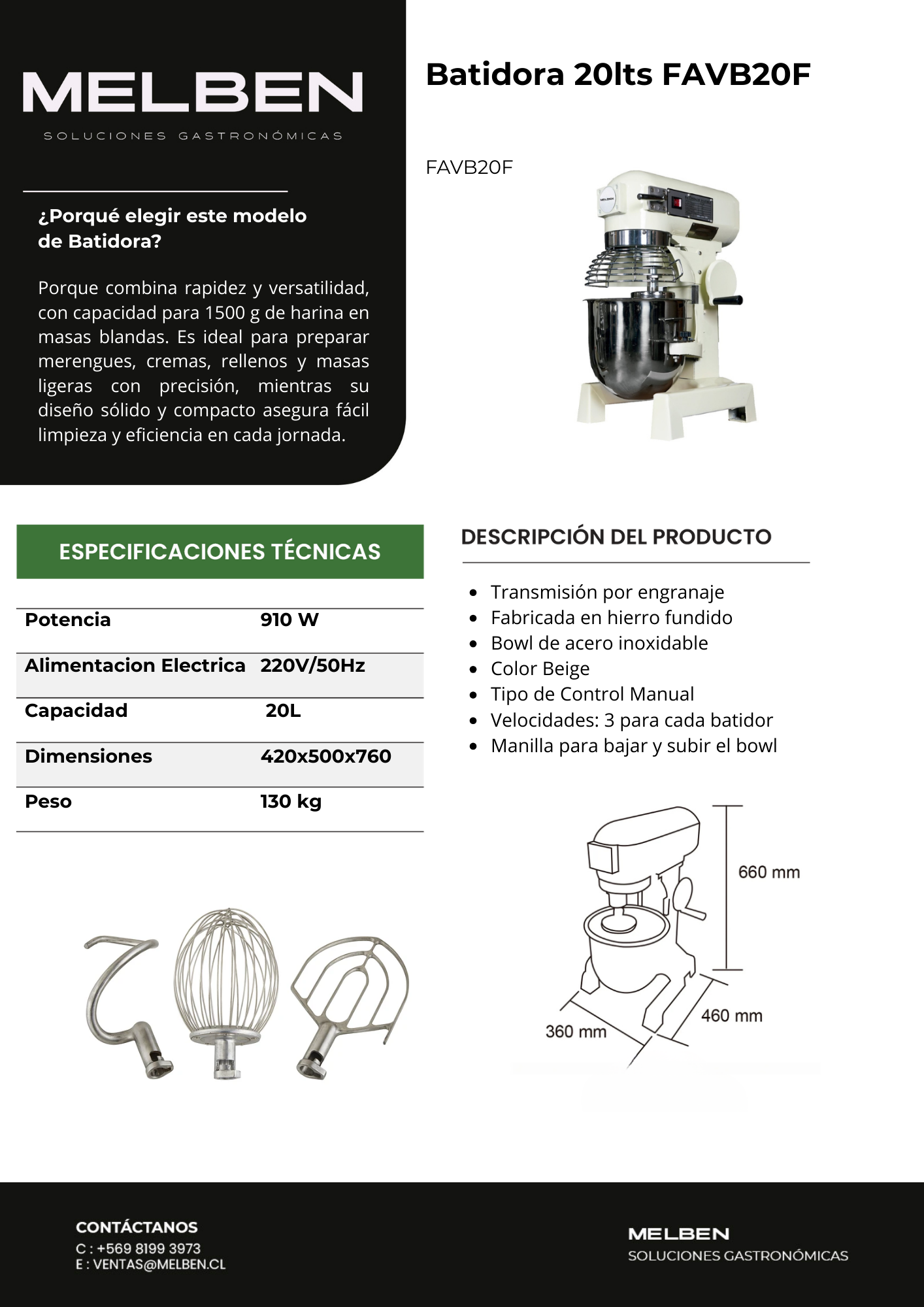 Batidora 20lts FAVB20F - Imagen 6