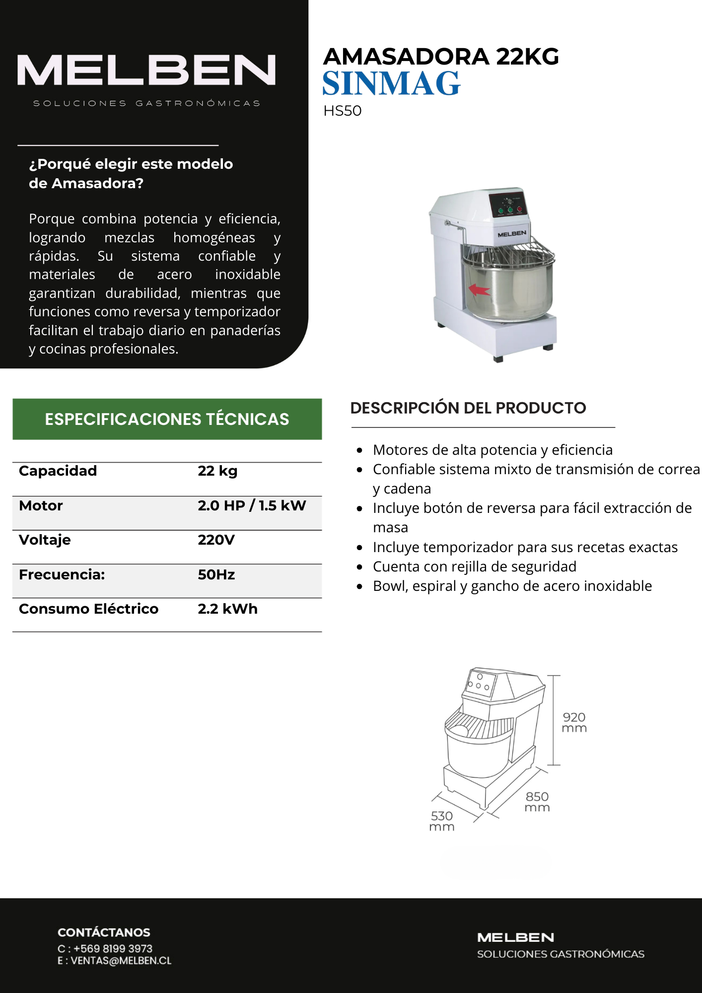 Amasadora 22kg HS50 - Imagen 6