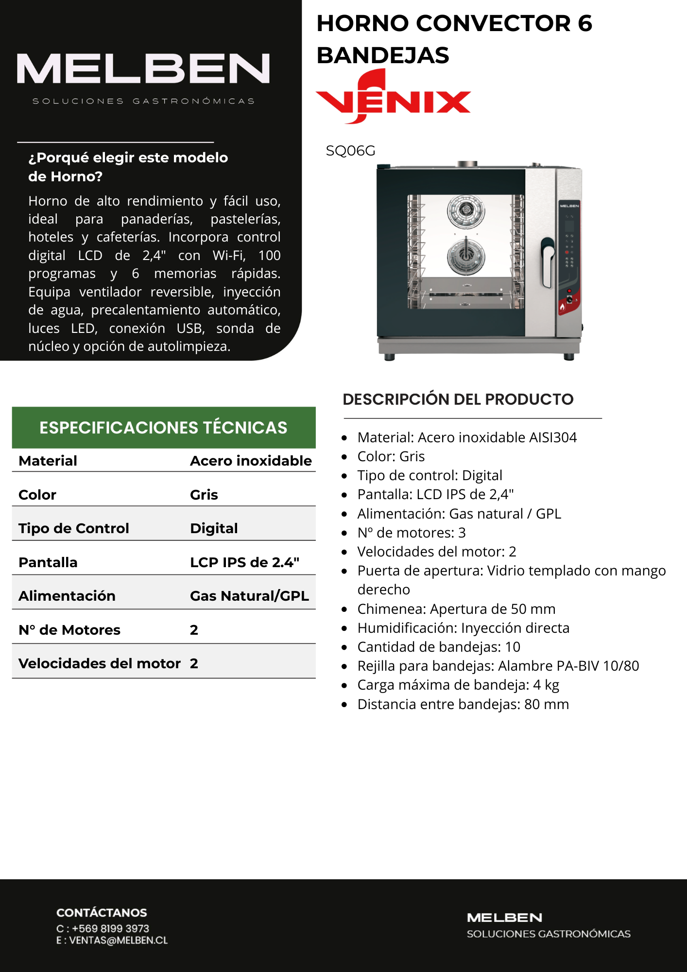 Horno Italiano Convector Digital Sobremesón 4 Bandejas 43,4x31,5x1,0 TE04D - Imagen 4