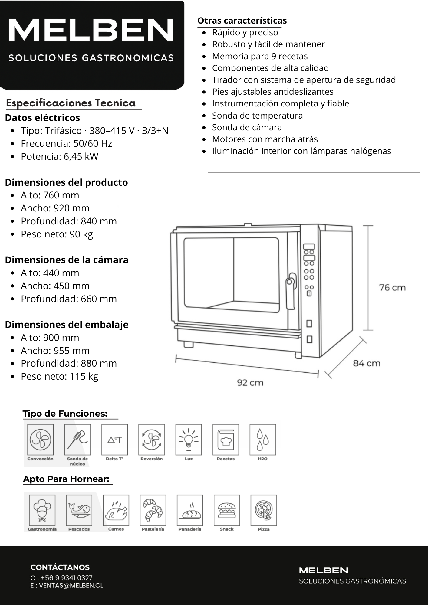 HORNO CONVECTOR DIGITAL ELÉCTRICO PARA 5 BANDEJAS 60x40 GN1/1 FT-TE05D - Imagen 3