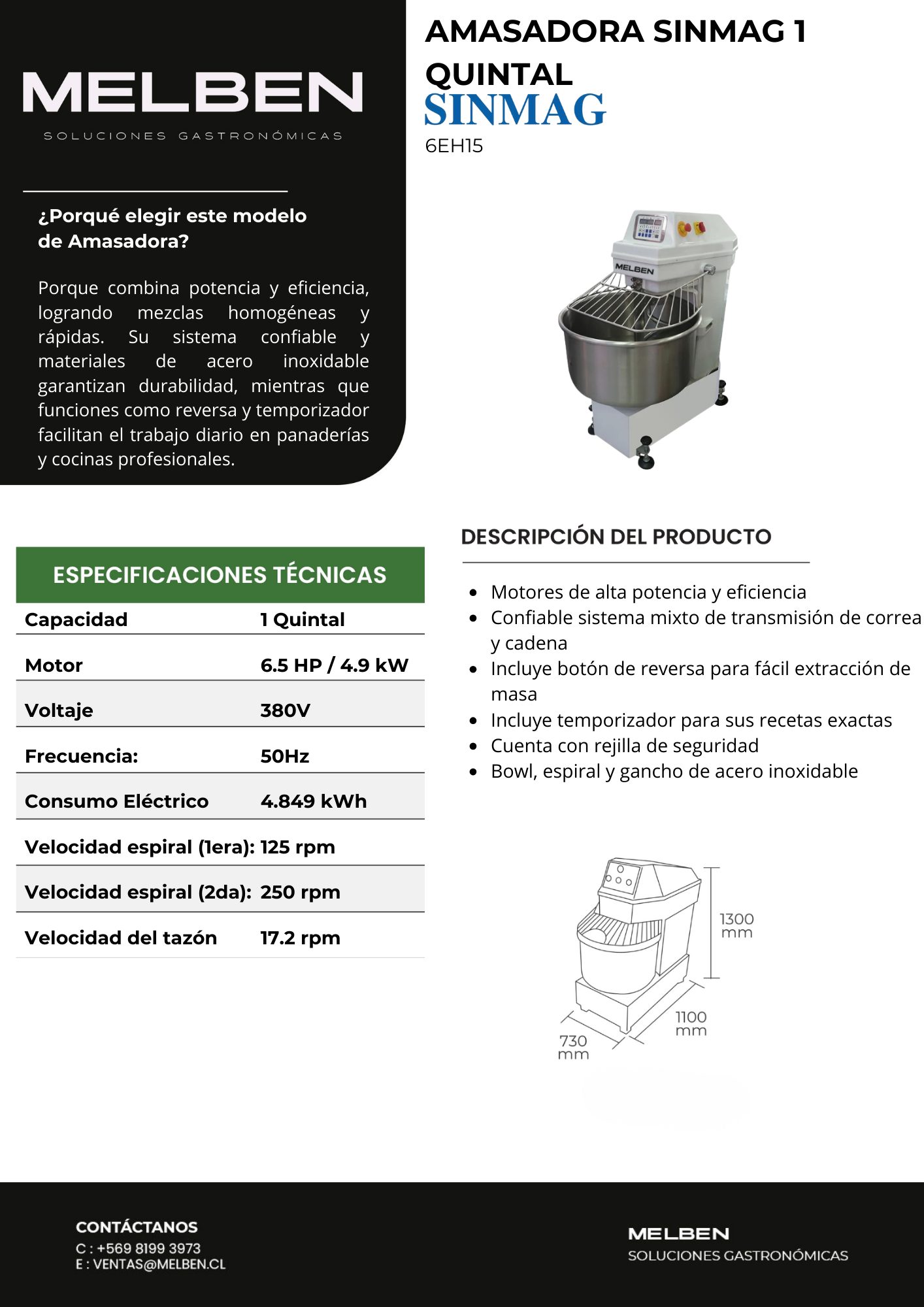 Amasadora SINMAG 1 quintal 6EH15 - Imagen 4